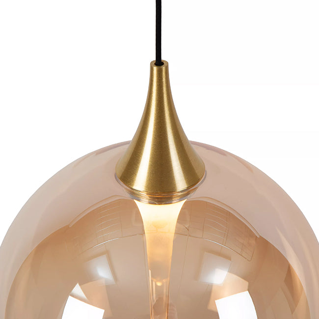 Lámpara colgante metal vidrio ámbar tres luces de 4,3W cada una LED - LULC0319