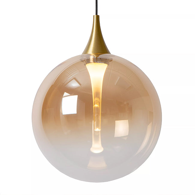 Lámpara colgante metal vidrio ámbar tres luces de 4,3W cada una LED - LULC0319