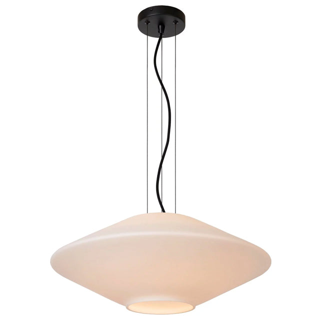 Lampara colgante vidrio opal Ø50x20 cm E27 - LULC0324