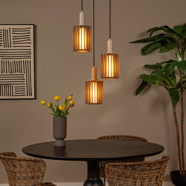 Lámpara colgante aluminio taupe Ø40cm 3 luces E27 - LULC0326