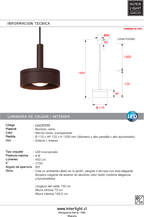 Lámpara colgante aluminio marrón óxido exterior interior IP54 Ø 11 cm 8 W  LED - LULC0330