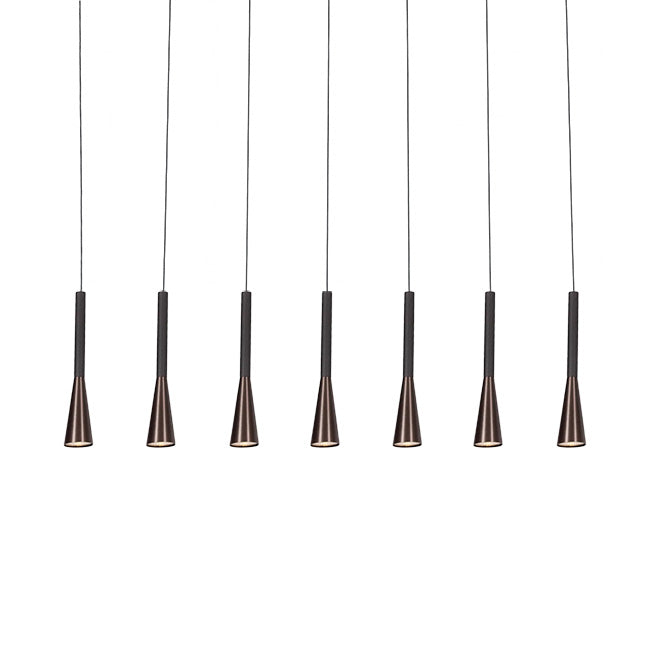 Lámpara colgante alumino caé negro dimeable 7 luces 6,2W 2700K 4000K LED - LULC0332