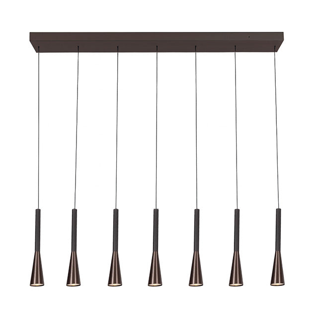 Lámpara colgante alumino caé negro dimeable 7 luces 6,2W 2700K 4000K LED - LULC0332