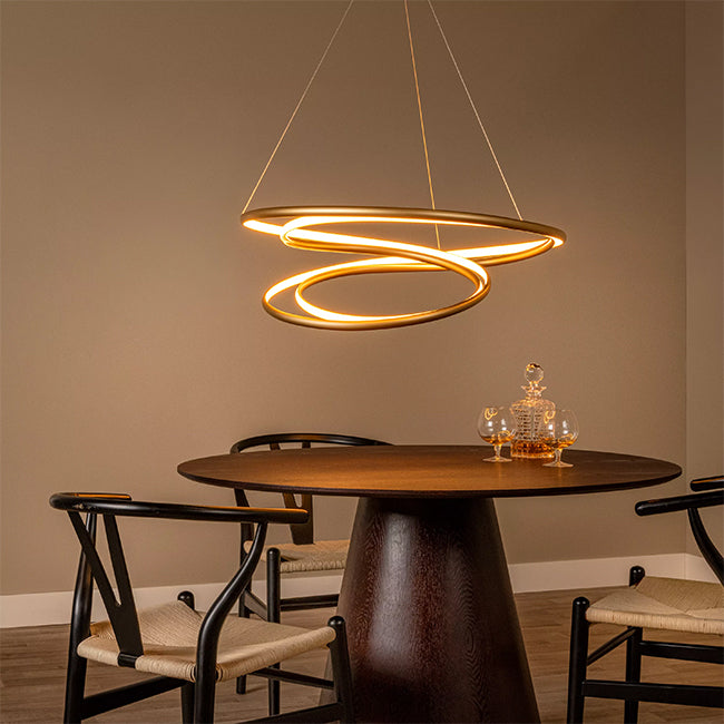 Lámpara colgante aluminio policloruro de vinilo oro mate dimeable Ø80cm 74W LED - LULC0334