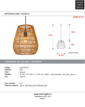 Cargar imagen en el visor de la galería, Lámpara colgante PVC natural Ø35x39 cm E27 - LULC0337
