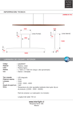 Lámpara colgante  madera ligera dimeable  1,80x 1,50m 28W LED - LULC0337