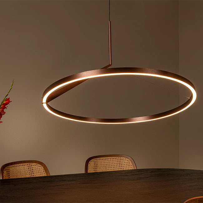 Lámpara colgante alumino café con sensor de movimiento Ø 80 cm 50W LED - LULC0345