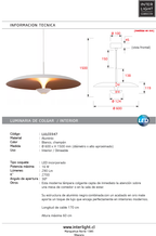 Lámpara colgante aluminio blanco oro mate Ø60 cm 16w LED - LULC0347
