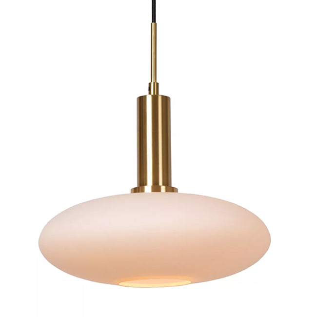 Lámpara colgante metal oro mate vidrio opal Ø 30 cm E27 - LULC0349