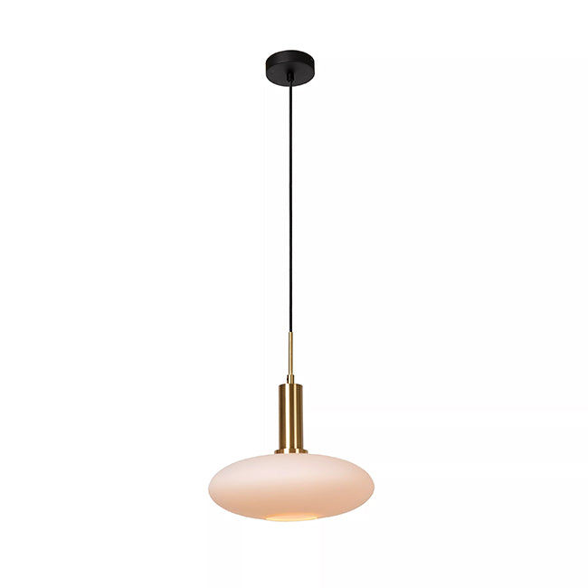 Lámpara colgante metal oro mate vidrio opal Ø 30 cm E27 - LULC0349