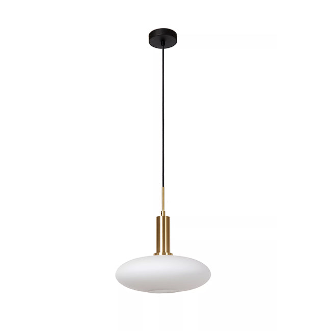 Lámpara colgante metal oro mate vidrio opal Ø 30 cm E27 - LULC0349
