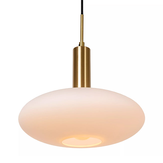 Lámpara colgante metal oro mate vidrio opal Ø 30 cm E27 - LULC0349