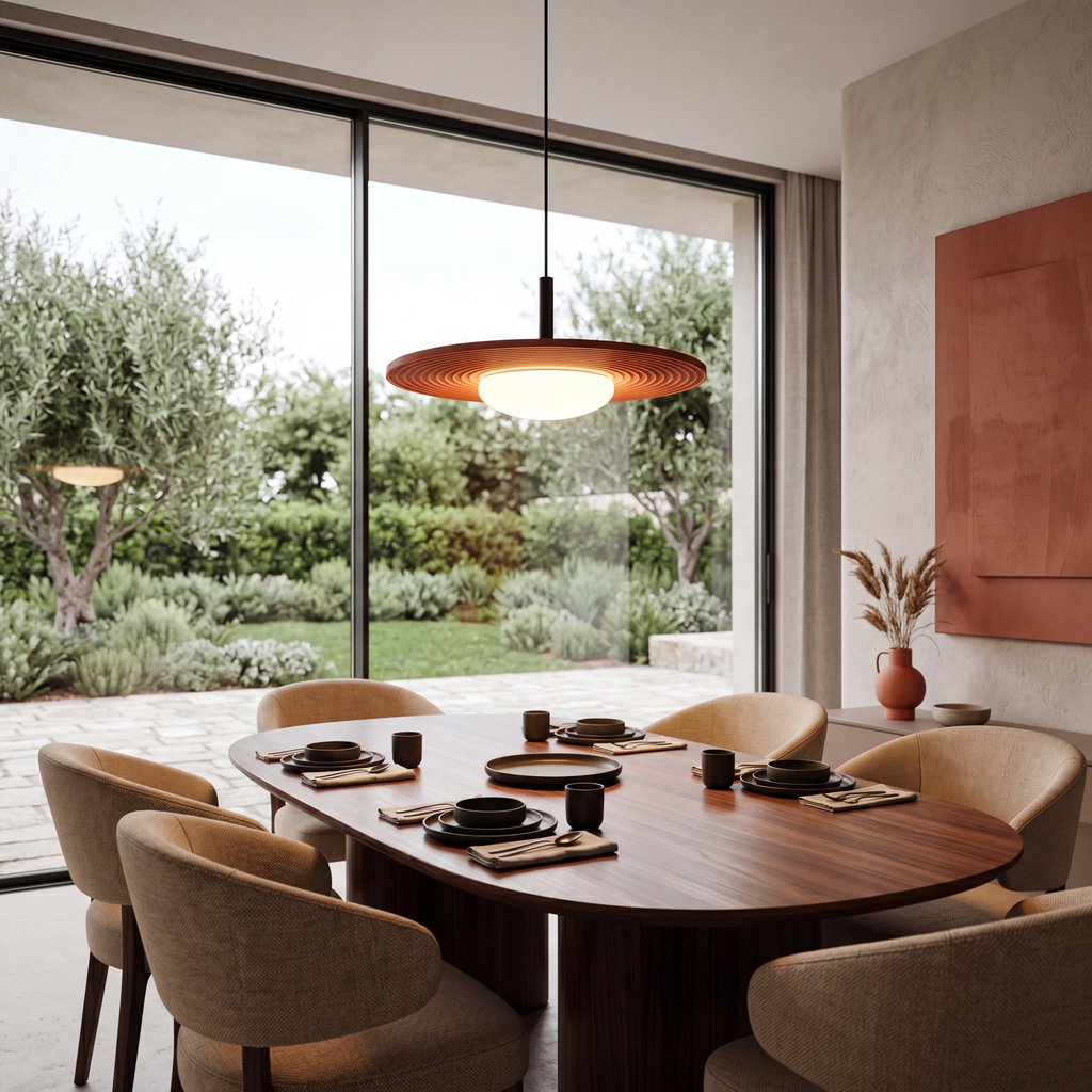 Lámpara colgante madera terracota Ø38.7 cm LED - LULC0354