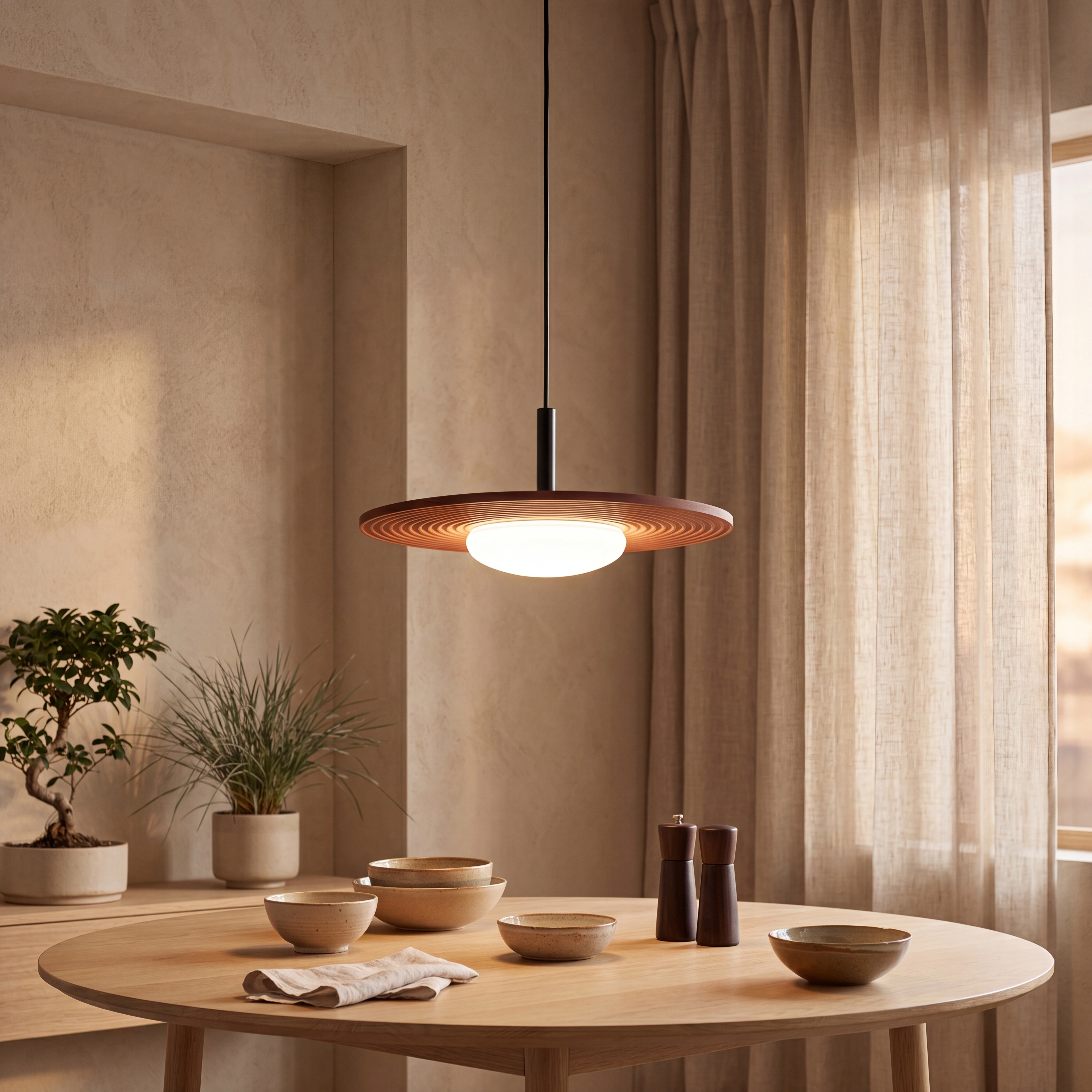 Lámpara colgante madera terracota Ø38.7 cm LED - LULC0354