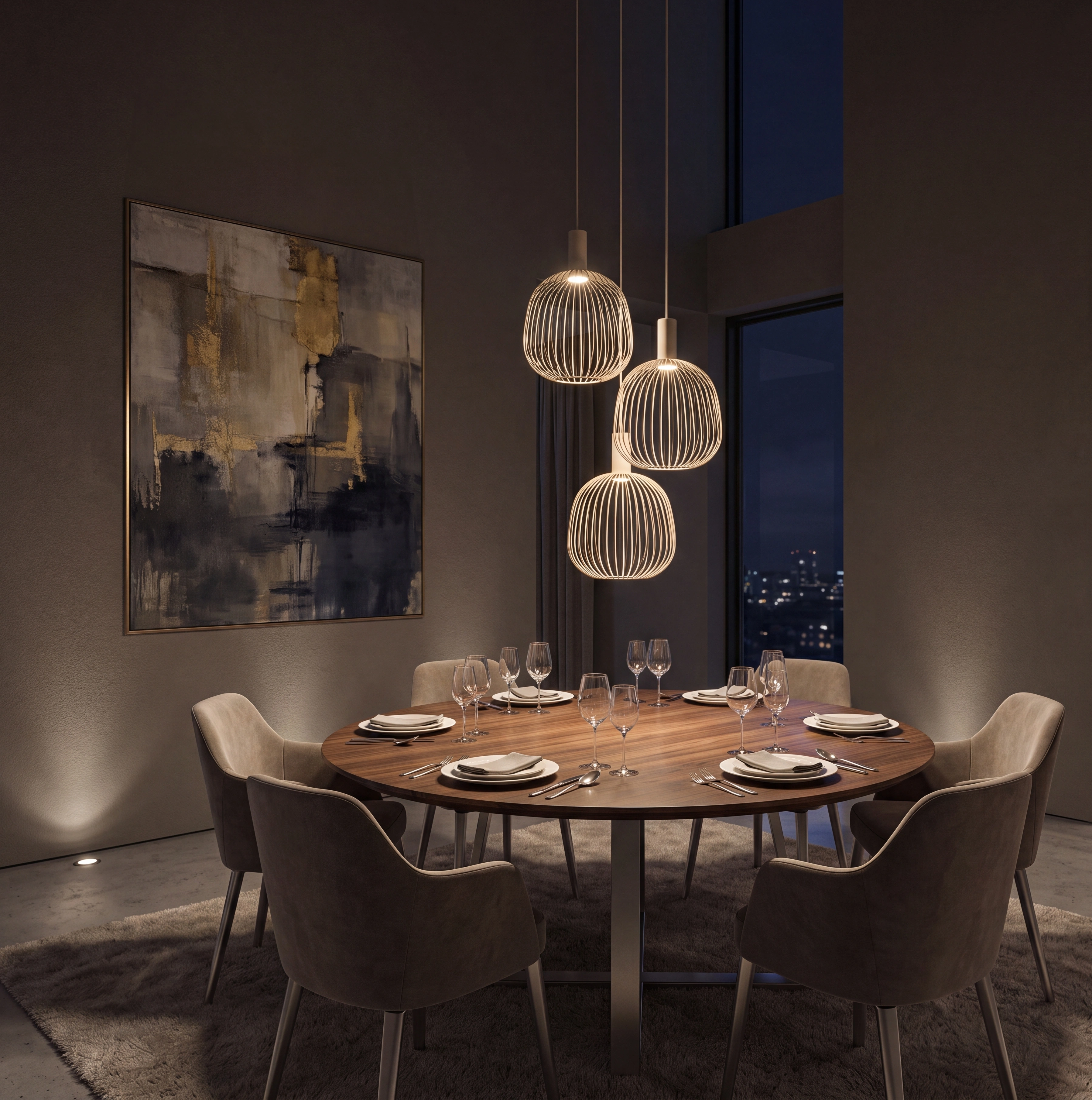 Lámpara colgante metal taupe Ø50x1.60 cm 3 luces GU10 (MR11) -  LULC0362