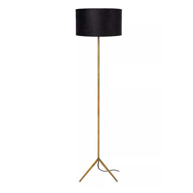 Lámpara de pie textil negro metal oro mate Ø38x1,47 cm E27 - LULP0069
