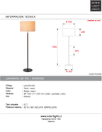 Lámpara de pie textil beige metal negro  Ø45x1,50 cm E27 - LULP0105