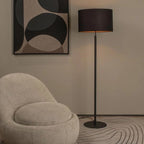 Lámpara de pie textil metal negro  Ø45x1,50 cm E27 - LULP0106