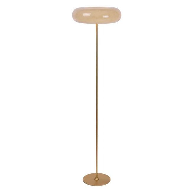 Lámpara de pie metal dorado vidrio taupe Ø40x1,50 cm -  LULP0109
