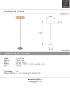 Lámpara de pie metal dorado vidrio taupe Ø40x1,50 cm -  LULP0109