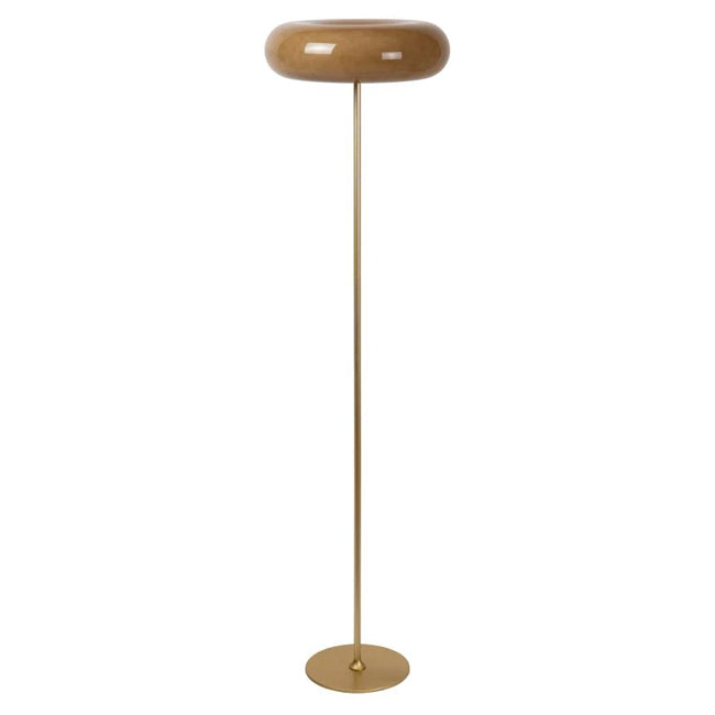 Lámpara de pie metal dorado vidrio taupe Ø40x1,50 cm -  LULP0109