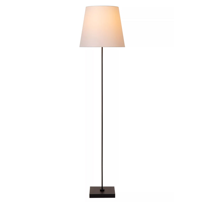 Lámpara de pie metal negro tela blanco Ø35 cm E27 - LULP0111
