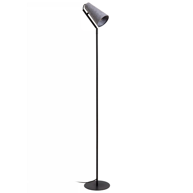 Lámpara de pie metal negro fieltro gris Ø22 cm E14 - LULP0113