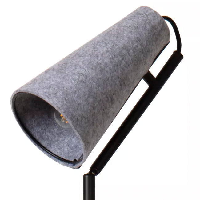 Lámpara de pie metal negro fieltro gris Ø22 cm E14 - LULP0113