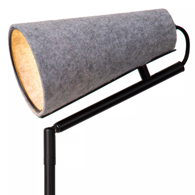 Lámpara de pie metal negro fieltro gris Ø22 cm E14 - LULP0113