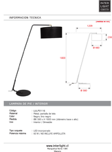 Cargar imagen en el visor de la galería, Lámpara de pie metal pantalla lino negro  Ø35x1,88 cm  E27 - LULP0116
