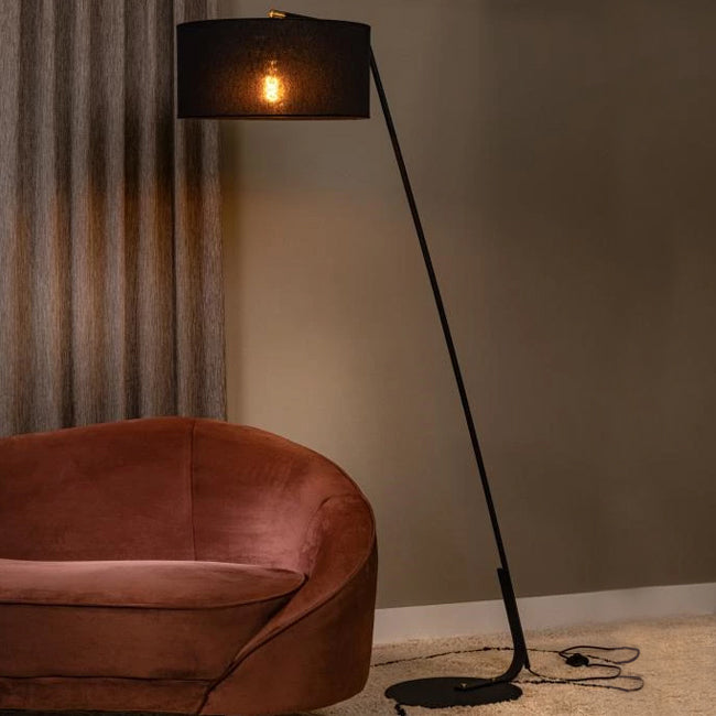 Lámpara de pie metal pantalla lino negro  Ø35x1,88 cm  E27 - LULP0116