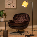 Lámpara de pie metal negro lino beige 28x1,280 cm 1xE27 - LULP0118