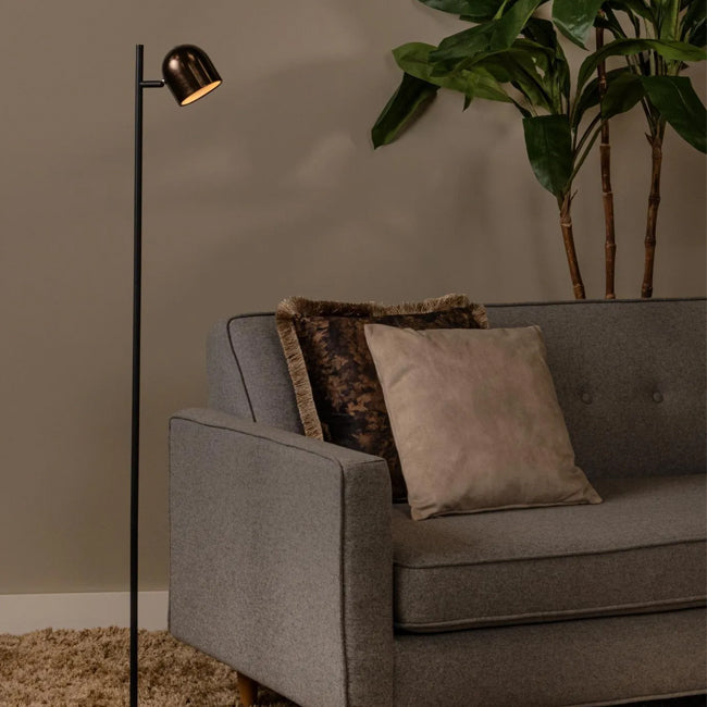 Lámpara de pie metal negro café recargable Ø23x137 cm 3W LED - LULP0119