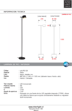 Lámpara de pie metal negro dimeable  Ø20x1.30cm 9W LED - LULP0120