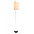 Lámpara de pie metal negro pantalla lino beige Ø24x1,65 cm E27 - LULP0124