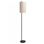Lámpara de pie metal negro pantalla lino beige Ø24x1,65 cm E27 - LULP0124