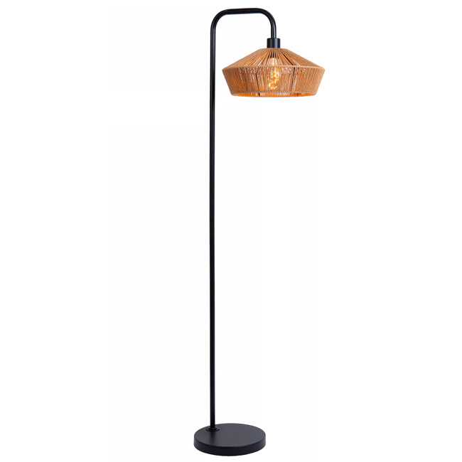 Lámpara de pie fibra natural negro Ø34x42x1,50 cm E27 - LULP0125