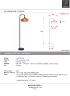 Lámpara de pie fibra natural negro Ø34x42x1,50 cm E27 - LULP0125