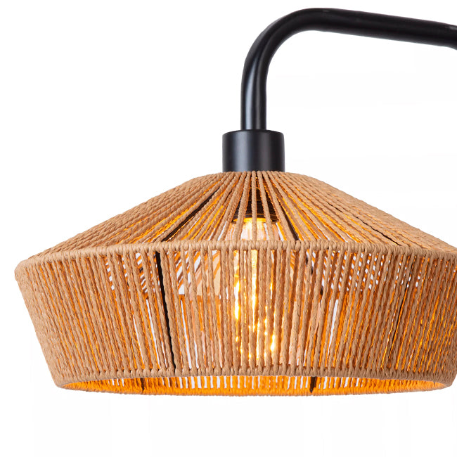 Lámpara de pie fibra natural negro Ø34x42x1,50 cm E27 - LULP0125