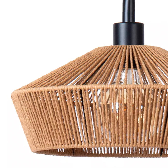 Lámpara de pie fibra natural negro Ø34x42x1,50 cm E27 - LULP0125