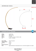 Lámpara de pie arco metal mármol oro mate 15W 2700K LED - LULP0126