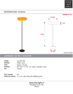 Lámpara de pie metal negro vidrio naranja Ø40x1,50 cm 3 luces G9 - LULP0129