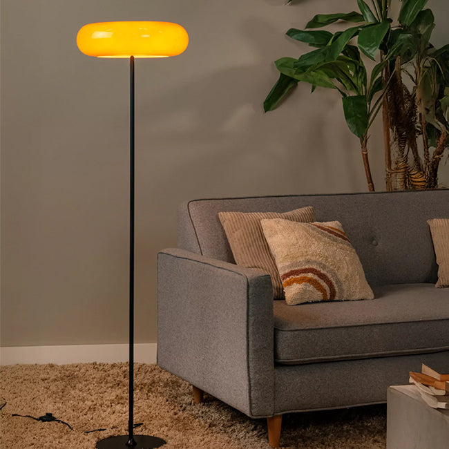 Lámpara de pie metal negro vidrio naranja Ø40x1,50 cm 3 luces G9 - LULP0129