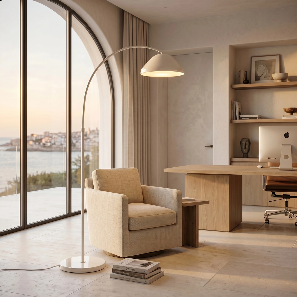 Lámpara de pie metal beige Ø40x210cm E27- LULP0132