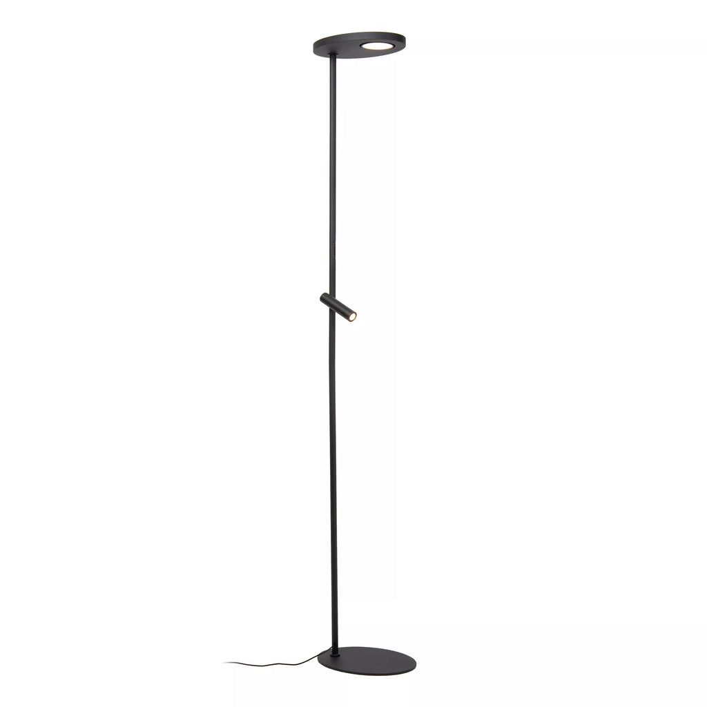Lámpara de pie metal negro 2x12W con lector de 1x3W cm LED - LULP0133
