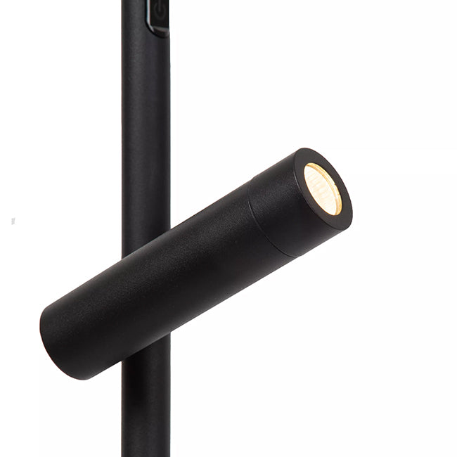 Lámpara de pie metal negro 2x12W con lector de 1x3W cm LED - LULP0133
