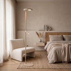 Lámpara de pie metal taupe 2x12W con lector de 1x3W cm LED - LULP0134
