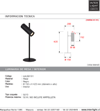 Lámpara sobremesa metal negro Ø15x42 cm GU10 - LULS0131