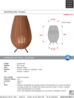 Lámpara sobremesa PVC negro natural Ø30x50 LED 3W IP44 - LULS0145