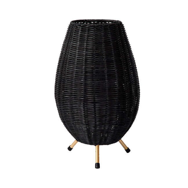 Lámpara sobremesa aluminio ratán negro Ø22x36 cm G9 - LULS0157